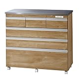 イヌイ キッチンカウンターステンレス天板 鏡面 食器棚 4段 幅90 ナチュラル