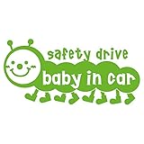 imoninn BABY in car ステッカー　【シンプル版】　No.21　イモムシさん　（黄緑色）