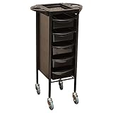 ストック ワゴン W ( 6段タイプ ) ブラック 幅34.5×奥行36.5×高さ92cm [ 美容室ワゴン エステワゴン ネイルワゴン キッチンワゴン マルチワゴン サイドワゴン キャスター付き 収納 業務用 サロン ワゴン ラック ]