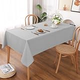 AooHome テーブルクロス グレー 長方形 撥水加工 無地 汚れ防止 おしゃれ シンプル テーブルカバー リネン類 耐熱 丸洗い お手入れ簡単 家庭用 4人がけ 130x180cm