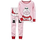 COCO1YA(ココイチヤ) クリスマス サンタ 衣装 ルームウェア キッズ　長袖パジャマ 幼児服 ベビー服 キッズ服 女の子 あったか 保温 保育園 プレゼント 二点セット ピンクおしゃれ