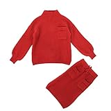 (コ-ランド) Co-land 子供服 女の子 セーター スカート 上下2点セット 長袖 ニットワンピース キッズ 無地 ポケット 秋冬 ガールズ ベビー フォーマル レッド 120