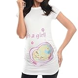 HUYB妊娠中　女性 マタニティ Ｔシャツ　半袖it's a girl レター プ リント トップス　春夏 快適 ゆったり 日常用 快適　マタニティ服レディース (XL, ホワイト)