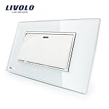 LivoloホワイトUS / AU標準1ギャング2 Way k-padスイッチwith Luxury強化ガラスパネル、110 – 220 V、c3 K1s-81