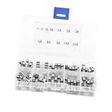 Flameer ガラス　ヒューズ管　　クイック　速断　ケース付き　50個/150個入り　10種（各5個）/15種（各10個）　250V - 50個：0.5A-30A 　