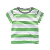 ESHOO キッズボーイズガールズショートスリーブストライププリントコットンOネックスポーツTシャツ