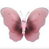 Hangingバタフライブラウンピンクツートンカラーメッシュナイロン蝶デコレーション装飾赤ちゃん保育園寝室女の子部屋天井壁装飾結婚式誕生日パーティーベビーシャワーバスルームキッズChilds 3dアー