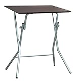 スタンドタッチテーブル サイズ:W63.5×D49.5×H70cm ダークブラウン/シルバー 折りたたんで自立する! 省スペースワンタッチテーブル