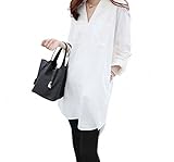 マタニティ ワンピース シンプル 白 秋 冬 L XL XXL 大きいサイズ 産後 妊婦 (L)