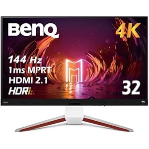 ベンキュージャパン BenQ MOBIUZ EX3210U ゲーミングモニター (32インチ/4K/IPS/144Hz/PS5対応/2.1chスピーカー/マイク搭載/量子ドット/FreeSync Premium Pro/輝度自動調整/高さ調整)
