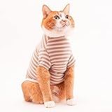 ぽぽねこ 猫に優しい猫服 キャットウォーム ボーダー（半袖） (S, ピンク)