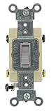 Leviton 54504-2GY 15-Amp, 120/277-Volt, Toggle Framed 4-Way AC Quiet Switch, Commercial Grade, Groun