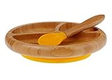 Baby Toddler Bamboo Spill Proof Stay Put Suction Divided Plates. Bye Bye Plastic. BPA Fee & Eco-Frie