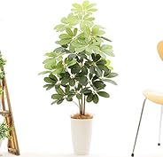 プレミアム【銀配合光触媒】人工観葉植物 フェイクグリーン「【コスパ重視】シェフレラ/カポック 高さ100～105cm（白丸ポット CHIC7＋ヤシの繊維）」NO92092（B90：西）