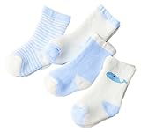 (ビグッド)Bigood ベビー 赤ちゃん 新生児 ソックス アニマル柄 ルームソックス かわいい 柔らかい靴下 保温ソックス 出産祝い 4足セット（ブルーM）
