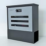 郵便ポスト郵便受け北欧風大型メールボックス 壁掛け鍵付きマグネット付灰色ポストpm221