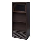 日本製(大川家具) フラップ扉マガジンボード引出付幅60 ブラウン 3260