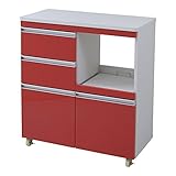 JK Parl 鏡面カウンターワゴン 家電収納 80cm幅 FPL-0001RE