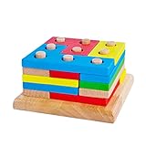 木製知育玩具 立体玩具 早期教育玩具 木のおもちゃ 視覚 認識 器用 カラフル Broadroot (#03)