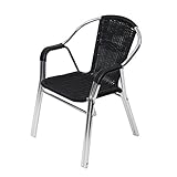 人工ラタンチェア 単品 ブラック 籐 肘掛けカバー付き 家具 ファニチャー インテリア おしゃれ スタッキングチェア chair 椅子 チェア 南国 アジアン バリ風 リゾート カフェ ベランダ バル