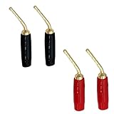 オーディオバナナプラグ バナナプラグ 金メッキ ミニプラグ スピーカーケーブル端子ブロック ピン型オーディオバナナプスピーカーケーブル端子ブラグ（2mmピン型 4個入り）