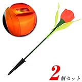 LUCINA バラ型 ソーラーガーデンライト ２個セット 暗くなると自動点灯 (レッド)
