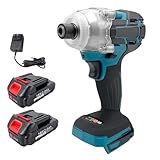 マキタ makita 互換 充電式 インパクトドライバー バッテリー2個 充電器 セット ブラシレス 穴あけ ネジ締め 小型 コードレス 工具 電動 18V 14.4V バッテリー 対応 ビット 別売 (本体＋バッテリー2個+充電器)