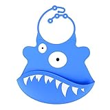 OFTENから出品　ソフトスタイビブ 　ポケット付きランチスタイ　ベビー、子供用　食事エプロン防水くるくるエプロン　様々な可愛いデザインスタイビブ (サメ（青）)