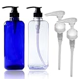 Copeflap シャンプーディスペンサー 1000ml シャンプーボトル 大容量 詰め替え スペアポンプ付き (ブルー×クリア)