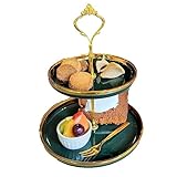 アフタヌーンティー ケーキスタンド 2段 デザートプレート 食器 皿 パーティー (ミニ グリーン 2段)