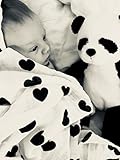 ベビーMuslin Swaddle Blanket by Little Bear、3パックモノクロセット – Crosses、Alphabet & Hearts、Extra Large 47 x 47