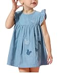 Upal スカート 蝶柄スカート For Girls ソリッドカラー コットン Children Dress フラウンス付きの袖 - 110cm