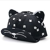 Domybest 可愛い子供帽子 キャップ ベビー 赤ちゃん ベースボールキャップ 猫耳　野球帽　ユニセックス 男女兼用　春 夏 秋 通学 通園 お出かけ UVカット　1～3歳　5色選択可能 (黒)