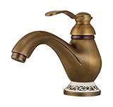 Rozin 浴室 トイレ用 蛇口 混合栓 アンティーク真鍮 シングルハンドル単穴 洗面台 流し台用 じゃぐち