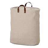 不二貿易 ランドリーボックス バスケット バッグ型 オーバル ベージュ 21837