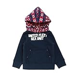 BREEZE(ブリーズ) ジャガードフードパーカー_裏起毛　ネイビーブルー　80cm