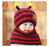 お出かけ お散歩 赤ずきん 風 帽子 ニット マフラー セット 男の子 女の子 兼用 防寒 防風 アウター ベビー キッズ 赤ちゃん 幼児 子供 服 ギフト 帽子 キャップ (＃５)
