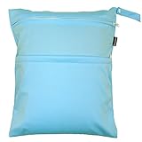 Damero Cute Travel Baby Wet and Dry Cloth Diaper Organizer Bag (Medium, Light Blue) by Damero