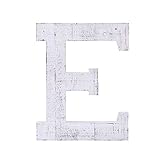 Adeco木製吊り壁文字「E」 – ホワイト装飾壁のリビングルームの文字、ベビー名前とベッドルーム飾り、ホワイトウォッシュ