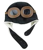 Plus Nao(プラスナオ) 子供用 フライトキャップ パイロットキャップ フライヤーズハット 耳あて＆ゴーグル付き 裏ボア 帽子 かわいい あっ - ブラウン