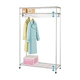 インテリア 家具 便利 おしゃれ 1.5倍掛頑丈ハンガーラック 【5： 幅120cm/1段掛け】 スチール製 カバー/棚/キャスター付き 高さ調節可