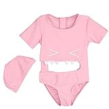 jojobabyベビー女の子ワンピースShark Mouth midriff-baringビキニ水着水着with Hat カラー: ピンク