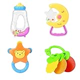 Rattle Teether Set新生児赤ちゃん玩具、Godr 4pcs Teetherハンドルand Rattle Play Toy Set for乳児幼児保育園ギフトPlayセット