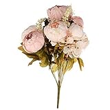 (ヨンツリー)Yontree 牡丹造花 ヨーロッパスタイル フェイクフラワー 人工観葉植物 インテリア 結婚式飾り 八本セット ライトピンク