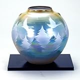 【九谷焼】 5．5号花瓶 ラスター鶴木立 花瓶、花台、トムソン化粧箱入り。