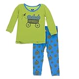 KicKee Pants印刷半袖パジャマセット 4T ブルー