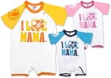 (アイラブパパアンドママ)【I lovePaPa&Mama】 アイラブパパ&ママ アイラブママ ハワイアン風 ラグランTオール カバーオール ロンパース 70cm/80cm 80 ピンク
