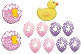loonballoon DuckゴムピンクパープルIt 's A Girlベビーシャワーパーティーマイラー&ラテックスバルーンセット