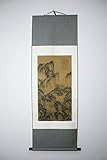 Chinese Scroll Painting on Silk - Hut, Mountain, Stream & Little Bridge by Tang Bohu (tang yin, tang