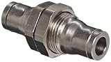 Legris 3616 06 00 Nickel-Plated Brass Push-to-Connect Fitting, Inline Bulkhead Connector, 6 mm Tube 